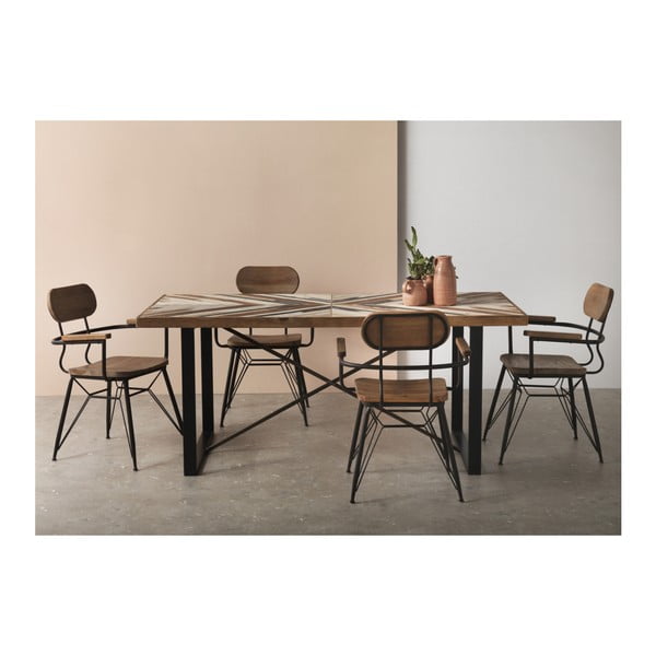 Jedálenský stôl s kovovými nohami a doskou z recyklovaného dreva Geese, 180 x 90 cm-image-1