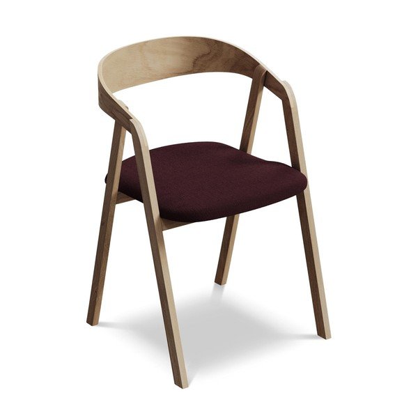 Vínovočervené jedálenské kreslo z masívneho dreva Erika – Makamii