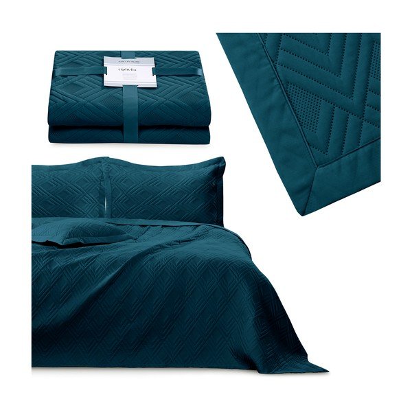 Prešívaný pléd z mikrovlákna v petrolejovej farbe 220x240 cm Ophelia – Restilo-image-3