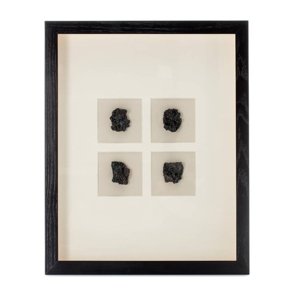 Nástenná dekorácia v ráme so 4 čiernymi nerastami Vivorum Mineral, 51,5 x 41,5 cm