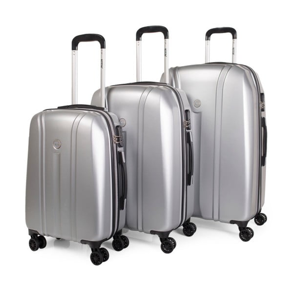 Sada 3 strieborných cestovných kufrov na kolieskach Arsamar Thomas
