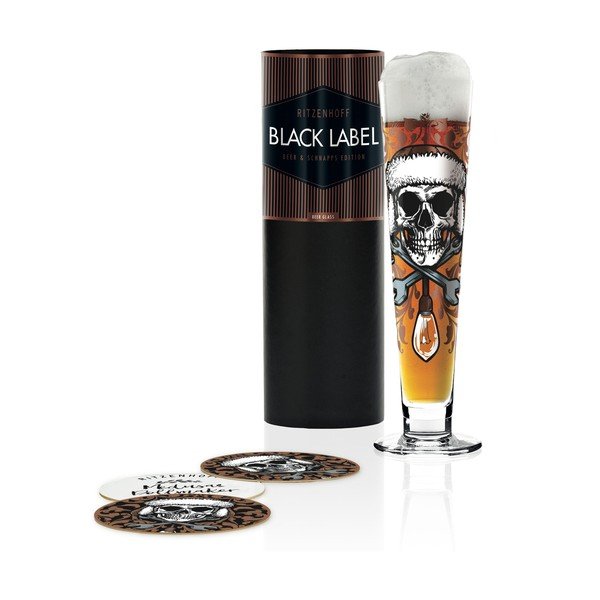 Set pivného pohára z krištáľového skla a 5 podtáciek Ritzenhoff Medusa Dollmaker, 385 ml-image-1