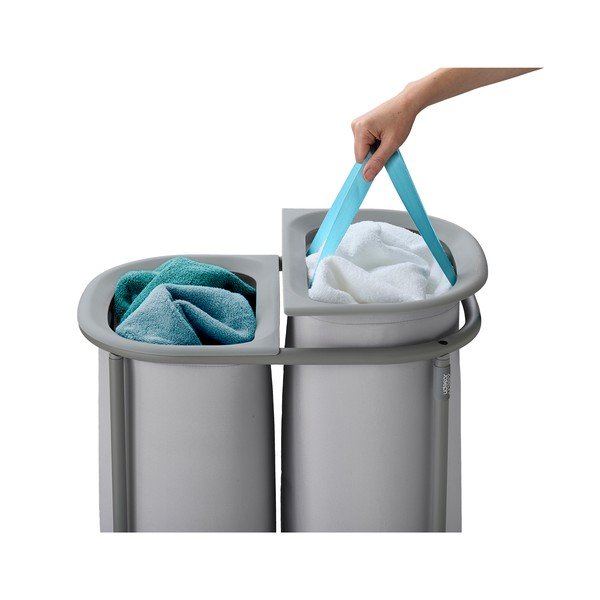 Svetlosivý látkový kôš na bielizeň 2x40 l Duo – Joseph Joseph-image-3