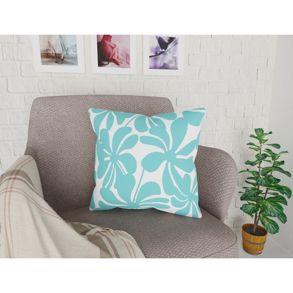 Tyrkysovo-biela obliečka na vankúš Vitaus Jungle Paradiso, 43 × 43 cm-image-1