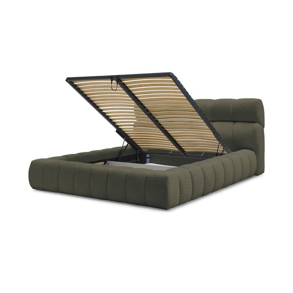 Zelená čalúnená dvojlôžková posteľ s úložným priestorom s roštom 160x200 cm Mont Blanc – Bobochic Paris-image-4