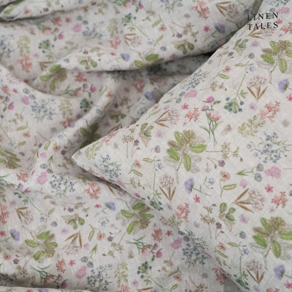 Ľanové obliečky na jednolôžko v prírodnej farbe 140x200 cm Botany 2 – Linen Tales-image-1