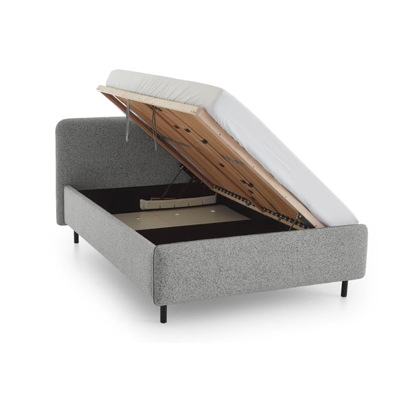 Svetlosivá čalúnená dvojlôžková posteľ s úložným priestorom s roštom 160x200 cm Primo – Meise Möbel-image-3
