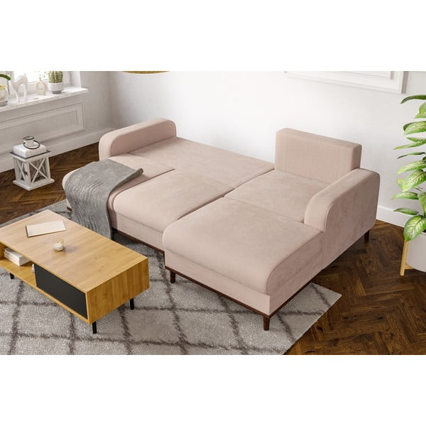 Béžová menčestrová rohová pohovka (pravý roh) Beata – Ropez-image-1