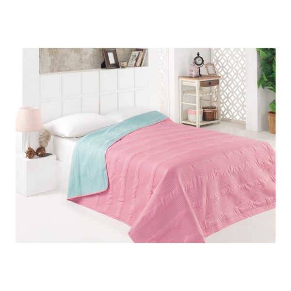 Ružovo-modrý obojstranný pléd na posteľ z mikrovlákna, 200 × 220 cm
