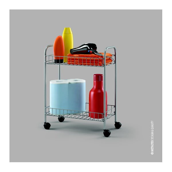 Pojazdný dvojposchodový regál Metaltex Greg, dĺžka 41 cm-image-2