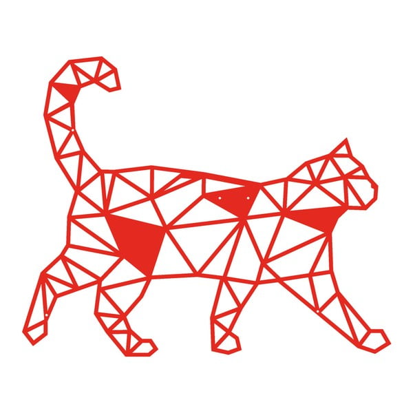 Červená kovová nástenná dekorácia Wall Decor Cat