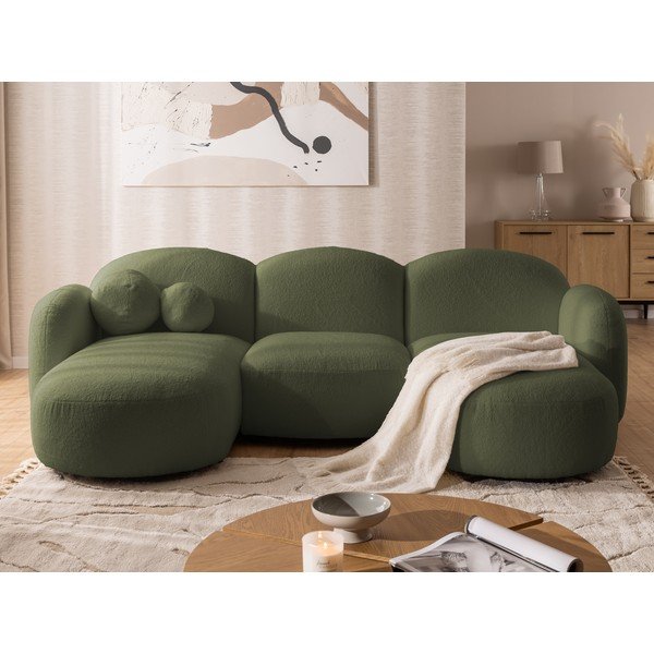 Zelená rohová pohovka z textílie buklé (do tvaru "U") Orbit – Ropez-image-1