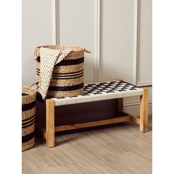 Čiern-obiela drevená lavica Satna – Premier Housewares-image-1