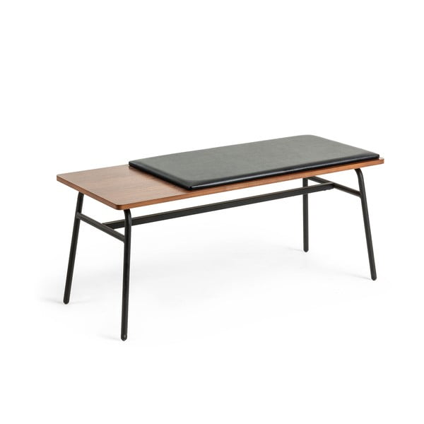 Čierna/hnedá lavica z imitácie kože Carabel – Kave Home