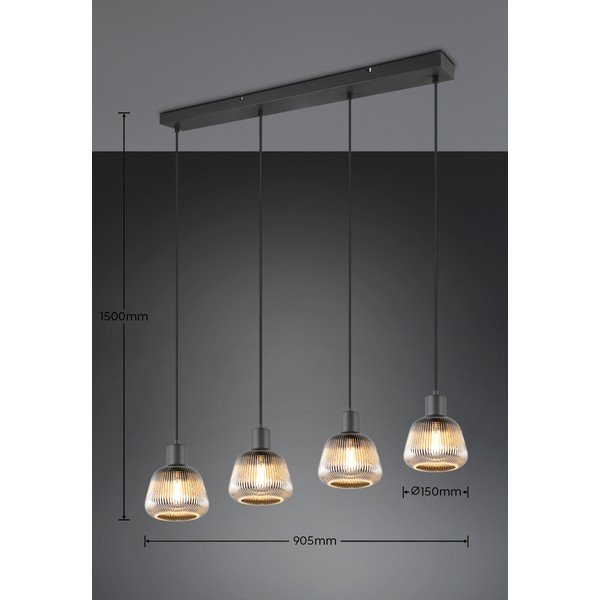 Čierne závesné svietidlo so skleneným tienidlom ø 15 cm Tarifa – Trio-image-4