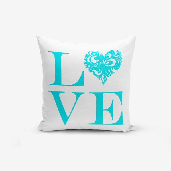 Obliečky na vaknúš s prímesou bavlny Minimalist Cushion Covers Love Blue, 45 × 45 cm