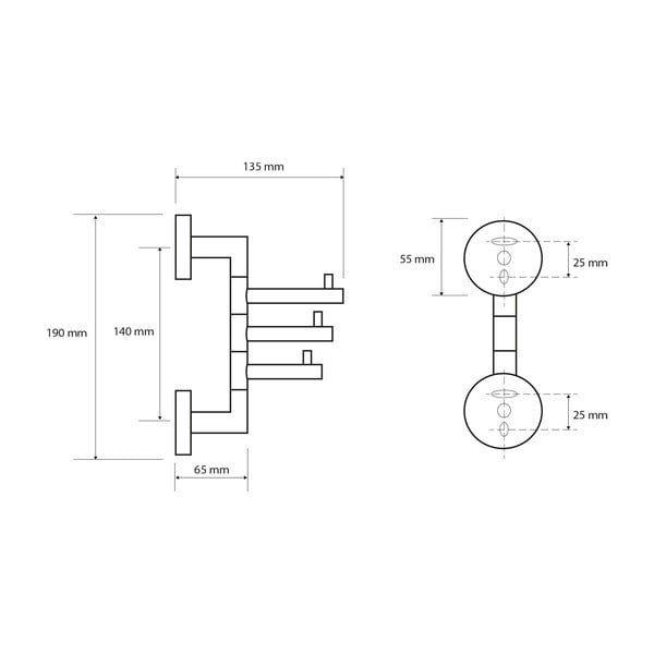 Nástenný mosadzný držiak na uteráky v lesklo striebornej farbe X-Round – Sapho-image-2
