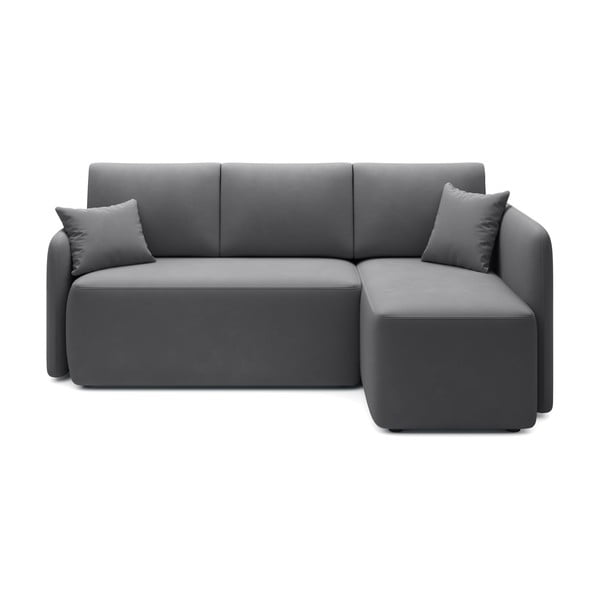 Taupe zamatová rozkladacia/s úložným priestorom rohová pohovka (pravý roh/s leňoškou) Hadson – ELTAP