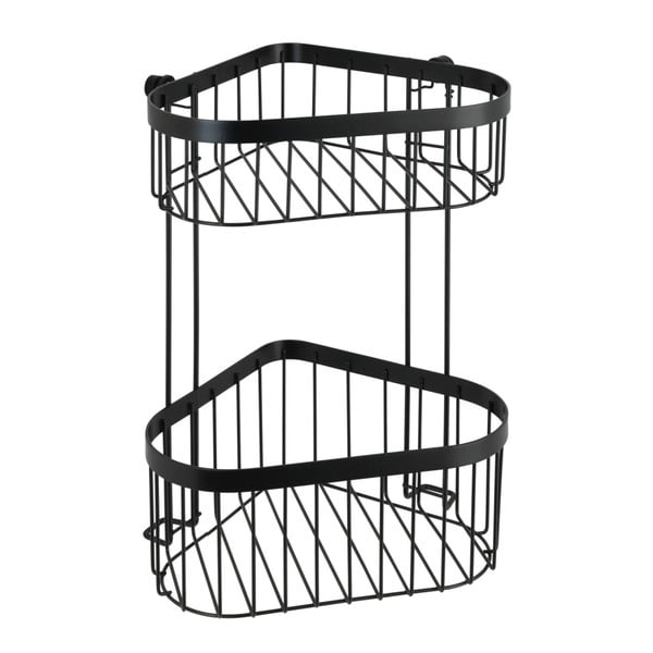 Čierny nástenný dvojposchodový rohový košík Wenko Classic Plus-image-2