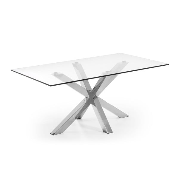 Sklenený jedálenský stôl s kovovým podnožím La Forma Arya, 180 x 100 cm