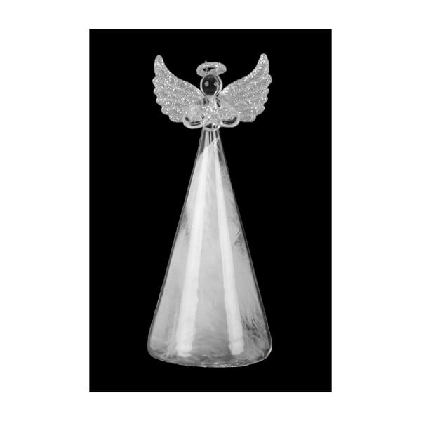 Vianočná sklenená ozdôba v tvare anjela s períčky Ego Dekor, výška 18 cm