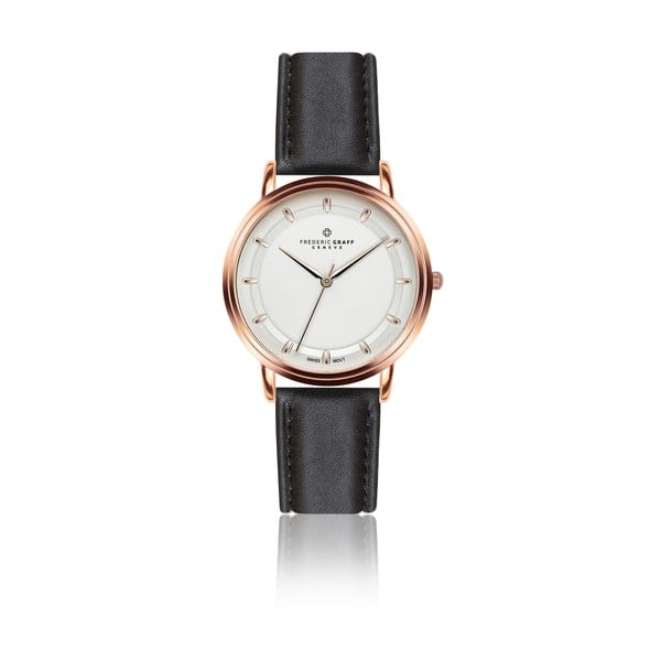 Unisex hodinky s čiernym remienkom z pravej kože Frederic Graff Thelma