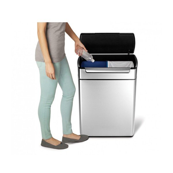 Oceľový odpadkový kôš na triedený odpad 48 l Dual - simplehuman-image-3
