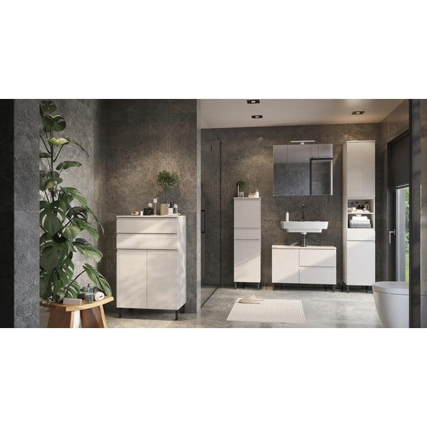 Krémová vysoká/úzka kúpeľňová skrinka 34x190 cm Salinas – Germania-image-1