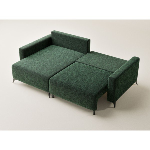 Tmavozelená ženilková rozkladacia/s úložným priestorom rohová pohovka (ľavý roh/s leňoškou) Leon – Maison de Rêve-image-3