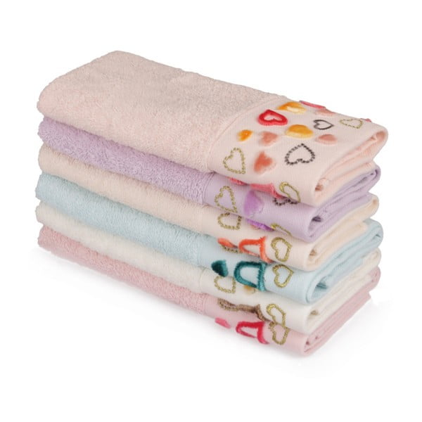 Sada 6 farebných uterákov z čistej bavlny Sri Lanka, 30 x 50 cm