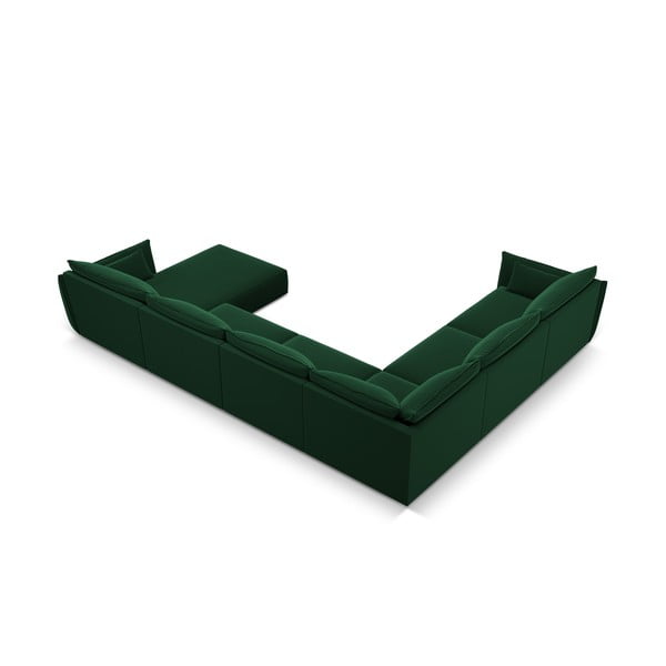 Tmavozelená zamatová rohová pohovka (ľavý roh/do "U") Vanda – Mazzini Sofas-image-3