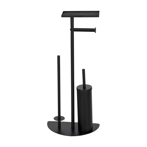 Čierny oceľový stojan na toaletný papier s kefou Cosenza – Wenko-image-1