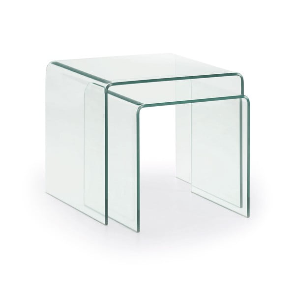 Sklenené konferenčné stolíky v súprave 2 ks 50x50 cm Burano – Kave Home