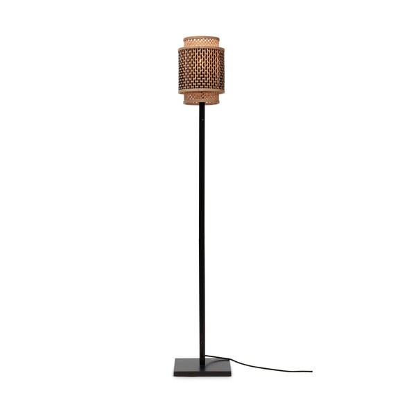 Stojacia lampa s bambusovým tienidlom v čierno-prírodnej farbe (výška 135 cm) Bhutan – Good&amp;Mojo