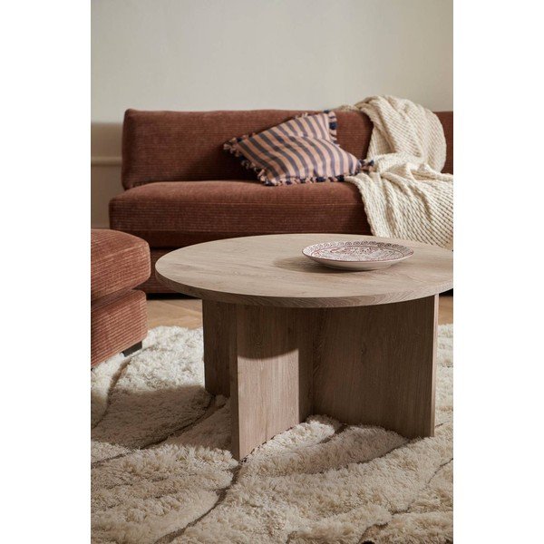 Okrúhly konferenčný stolík z MDF v svetlo prírodnej farbe ø 85 cm Poppy – Ellos Home-image-1