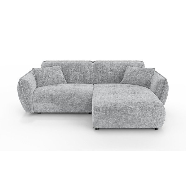 Svetlosivá ženilková rohová pohovka (pravý roh/s leňoškou) Nelia – Ropez