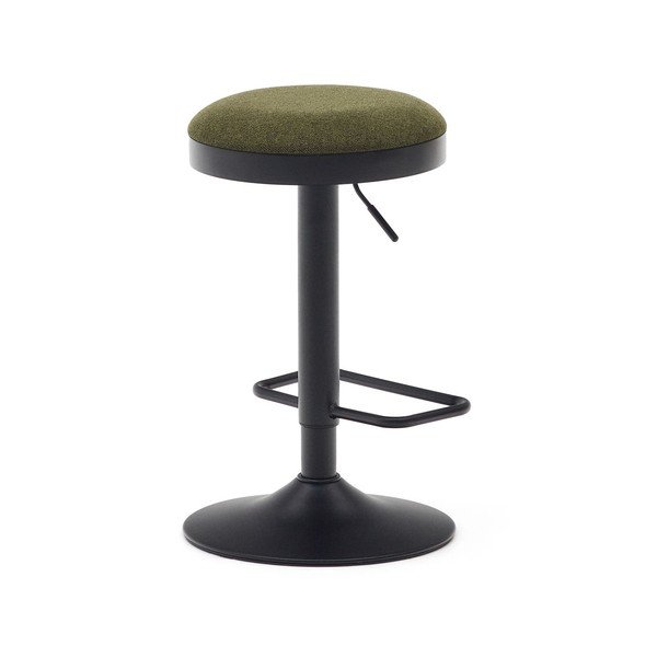 Tmavozelené čalúnené barové stoličky v súprave s nastaviteľnou výškou 2 ks (výška sedadla 53,5 cm) Zaib – Kave Home-image-4