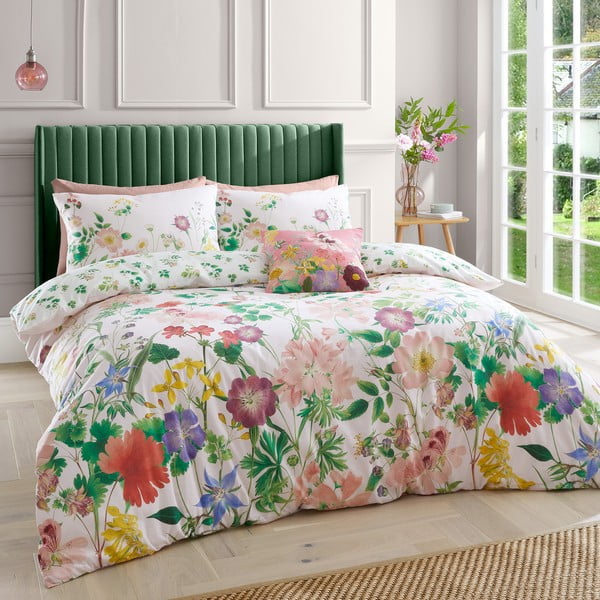 Ružové bavlnené obliečky na jednolôžko 135x200 cm Cottage Meadow – RHS