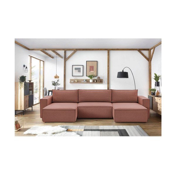 Ružová rohová pohovka do "U" Nihad - Bobochic Paris-image-1