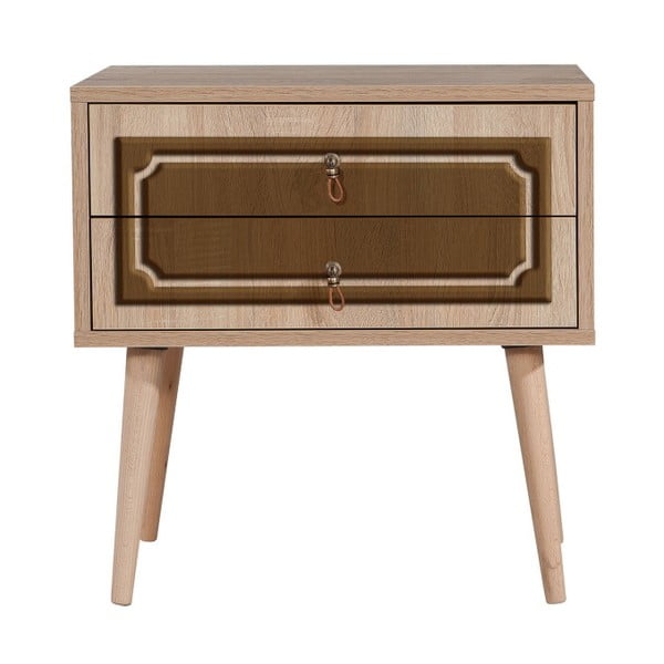 Nočný stolík s 2 zásuvkami Two Brown Classic, 40 × 60 cm