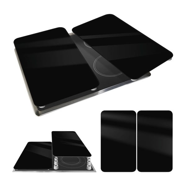 Kryty na sporák v súprave 2 ks z tvrdeného skla 30x52 cm Universal – Wenko-image-2