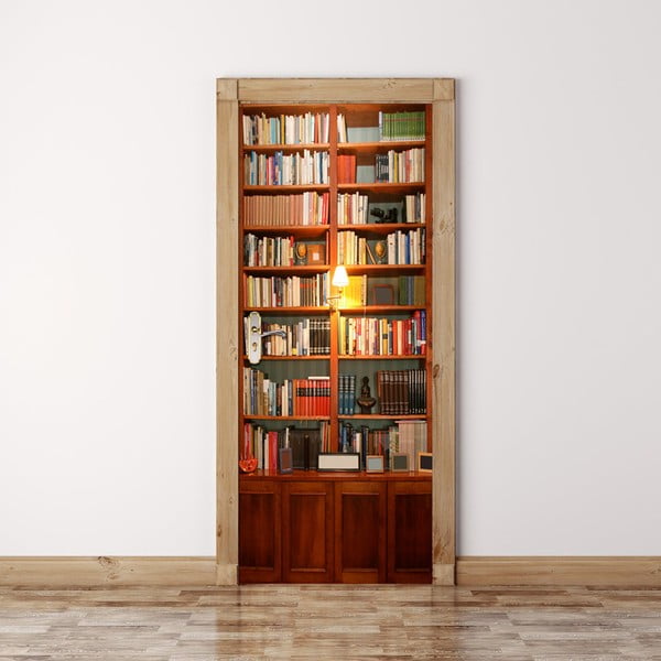 Tapeta na dvere Walplus Vintage Bookcase, 88 × 200 cm