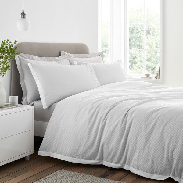Svetlosivé 3-dielne obliečky na dvojlôžko z bavlneného perkálu 200x200 cm Seersucker Woven Stripe – Bianca-image-1