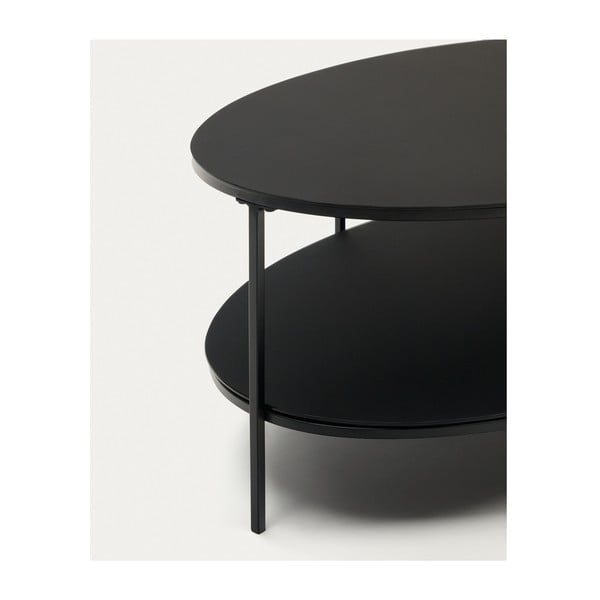 Čierny konferenčný stolík so sklenenou doskou 65x110 cm Fideia – Kave Home-image-3