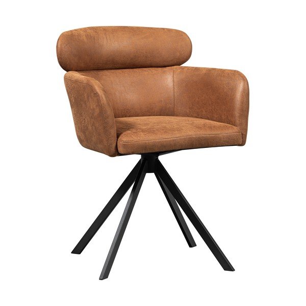 Koňakovohnedé čalúnené jedálenské kreslo s podrúčkami Fenne – WOOOD