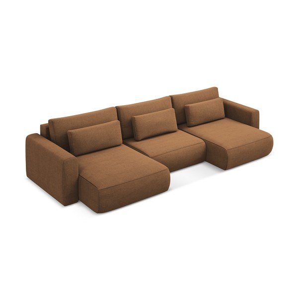 Terakotová rozkladacia/s úložným priestorom rohová pohovka (do tvaru "U") Kapua – Makamii-image-2