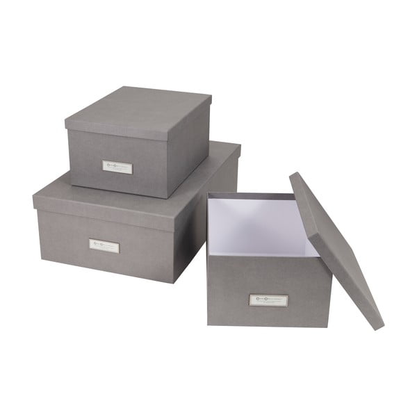 Súprava 3 sivých úložných škatúľ Bigso Box of Sweden Inge-image-2