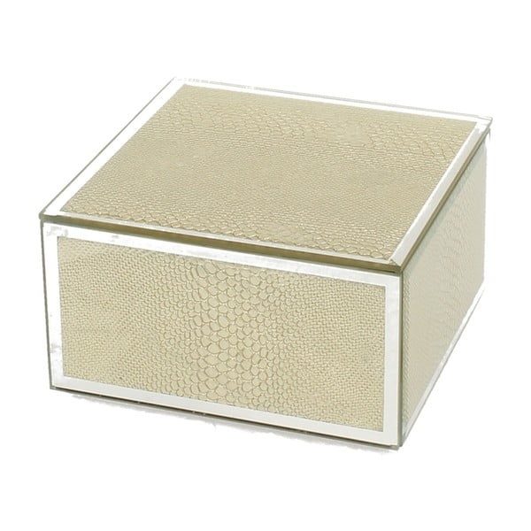 Úložná škatuľka na šperky zo skla a kovu Duo Gift Gold Glitter, 12 × 12 cm