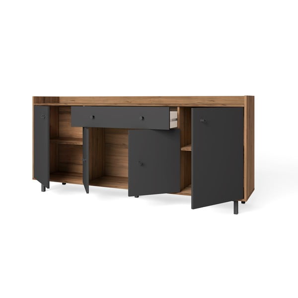 Sivá nízka komoda v dekore orecha 180x84 cm Malta - Marckeric-image-3