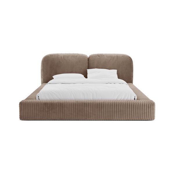 Hnedá čalúnená dvojlôžková posteľ s úložným priestorom s roštom 160x200 cm Martina – Micadoni -image-4